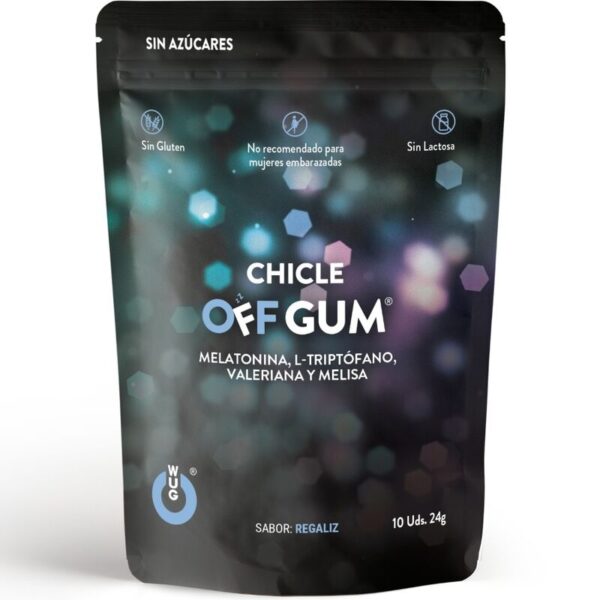 WUG GUM – OFF VALERIAN, TRYPTOPHAN, LEMON BALM AND MELATONIN 10 UNITS