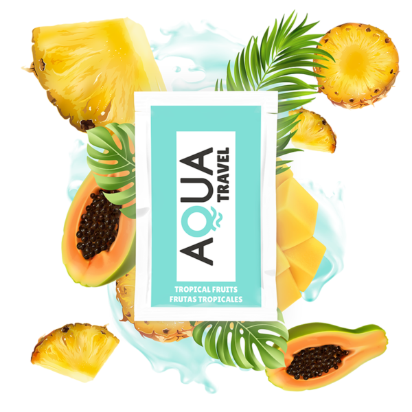 AQUA TRAVEL – LUBRIFICANTE À BASE DE ÁGUA SABOR DE FRUTAS TROPICAIS 6 ML