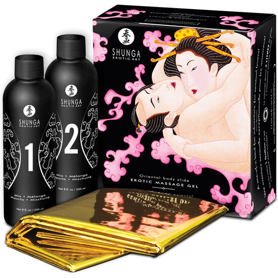 SHUNGA – GEL DE MASSAGEM ERÓTICA CORPO A CORPO ORIENTAL MORANGOS E CAVA