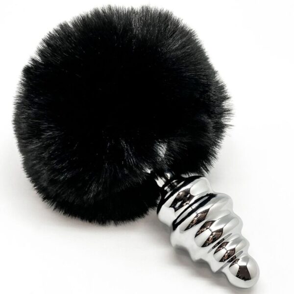 ALIVE – PLUG DE PRAZER ANAL ESPIRAL METAL FLUFFY PRETO TAMANHO S