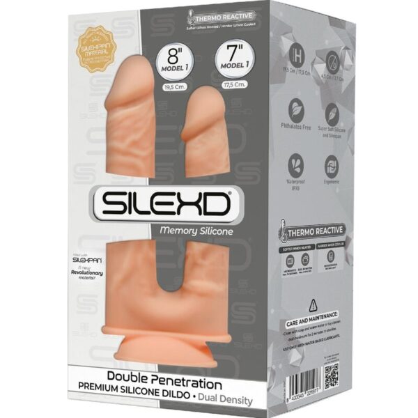 SILEXD – MODELO 1 PÊNIS REALISTA DUPLA PENETRACION PREMIUM SILEXPAN SILICONE 17.5 / 19.5 CM