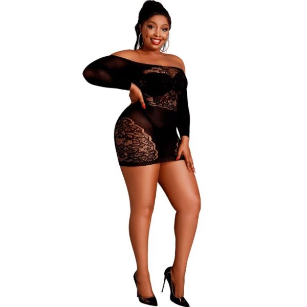 MOONLIGHT – MODELO 7 VESTIDO MANGA COMPRIDA PRETO PLUS SIZE