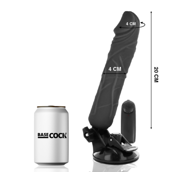 BASECOCK – CONTROLE REMOTO VIBRADOR REALÍSTICO PRETO 20 CM -O- 4 CM