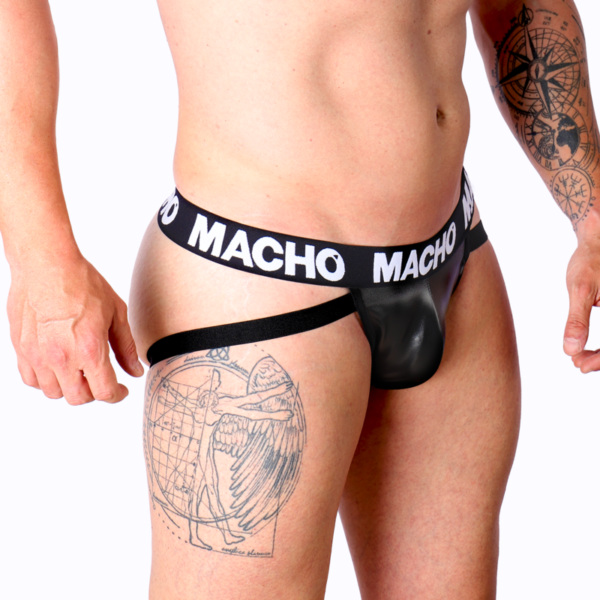 MACHO – MX25NC JOCK COURO PRETO S