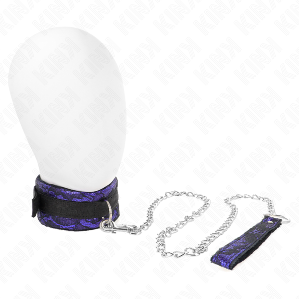 KINK – COLAR CURTO DE RENDA DE VELUDO COM CINTO 105 CM COM DEFEITO EM NYLON 44 X 5,5 CM
