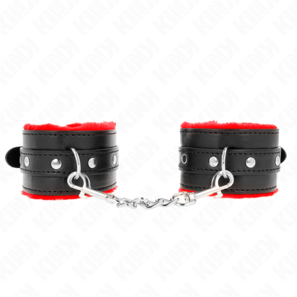KINK – PULSO PREMIUM FORRO DE PELE VERMELHO COM CINTO PRETO AJUSTÁVEL 17-29 CM X 6 CM