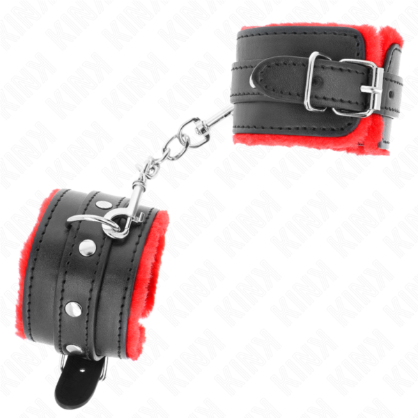 KINK – PULSO PREMIUM FORRO DE PELE VERMELHO COM CINTO PRETO AJUSTÁVEL 17-29 CM X 6 CM