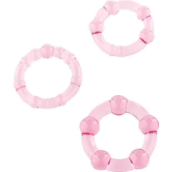 SEVEN CREATIONS – CONJUNTO DE TRÊS ANÉIS PARA PÊNIS ROSA