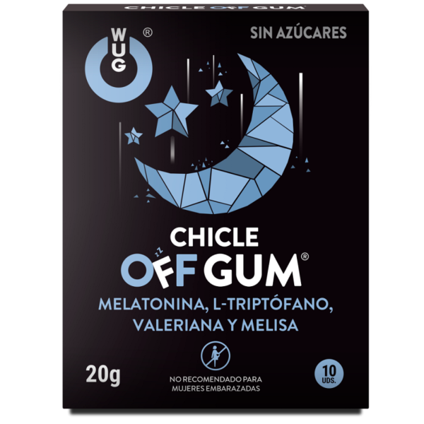 WUG GUM – OFF VALERIAN, TRYPTOPHAN, LEMON BALM AND MELATONIN 10 UNITS