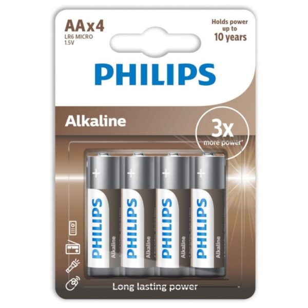 PHILIPS – PILHAS ALCALINAS AA LR6 PACK 4