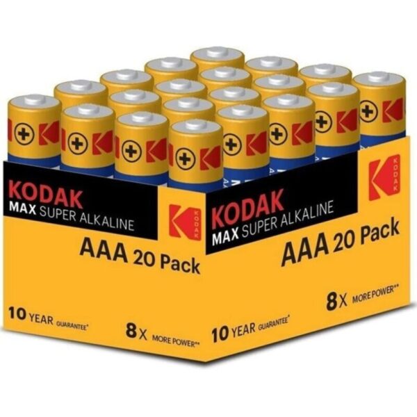 KODAK – MAX PILHA ALCALINA AAA LR03 PACOTE*20 PILHAS