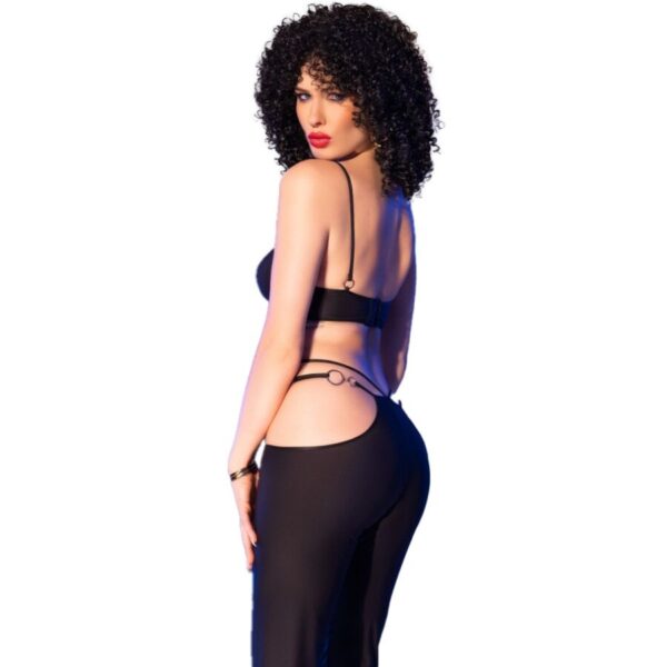 CHILIROSE – CR 4851 CONJUNTO DE TOP E LEGGING PRETO COM ACESSÓRIOS DOURADOS S