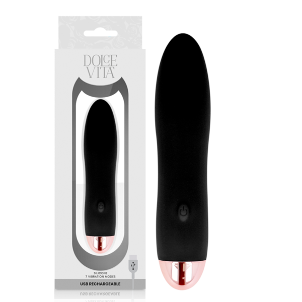 DOLCE VITA – VIBRADOR RECARREGÁVEL QUATRO PRETO 7 VELOCIDADES